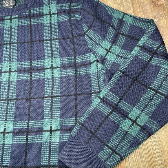 Jos A Bank Men’s Green Plaid Executive Collection 100% Cotton Sweater Sz XL - Picture 4 of 8